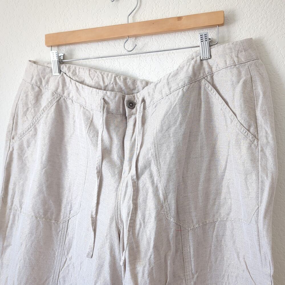 Lane Bryant Womens Linen Cropped Culotte Pants Gold Cream Beachy Casual 18 20 - Picture 3 of 6